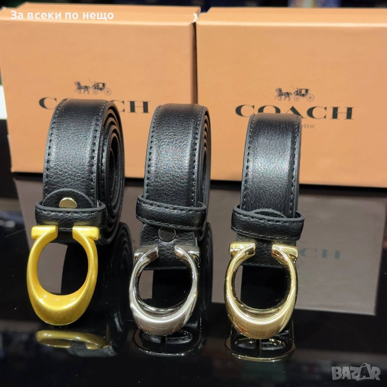 Coach Унисекс Черен Колан Естествена Кожа В Кутия🔝Дамски Колан Хермес🔝Мъжки Колан Код SK469, снимка 1