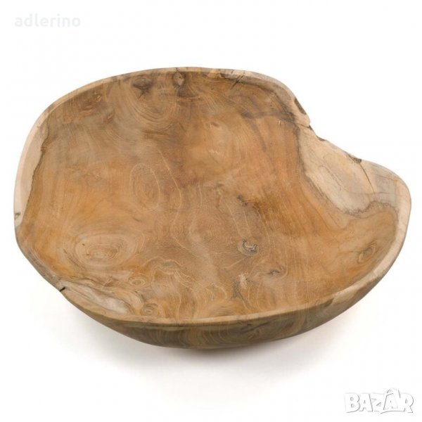 Купа за плодове, тикова дървесина, масив, декорация, кафява, овална, ръчна изработка, снимка 1
