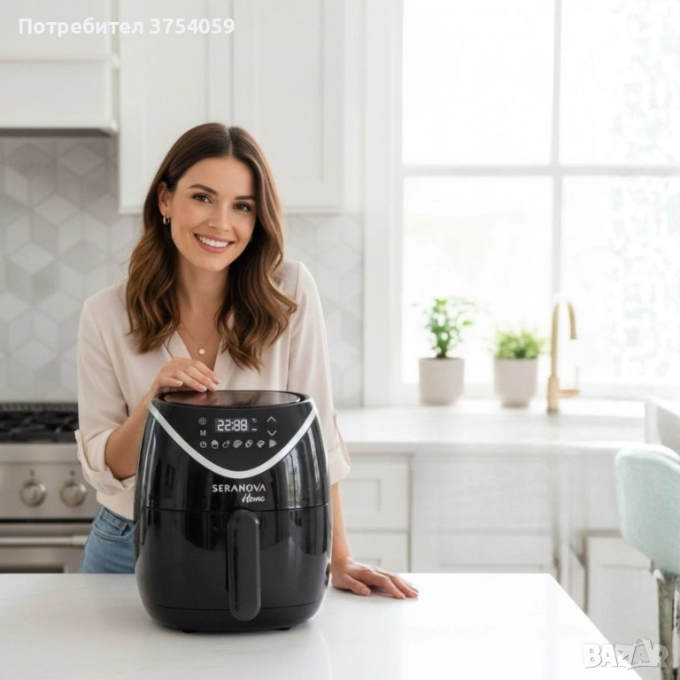 Фритюрник с горещ въздух (Air Fryer) Seranova, 5L, 2000W, Дигитален сензорен дисплей, снимка 1