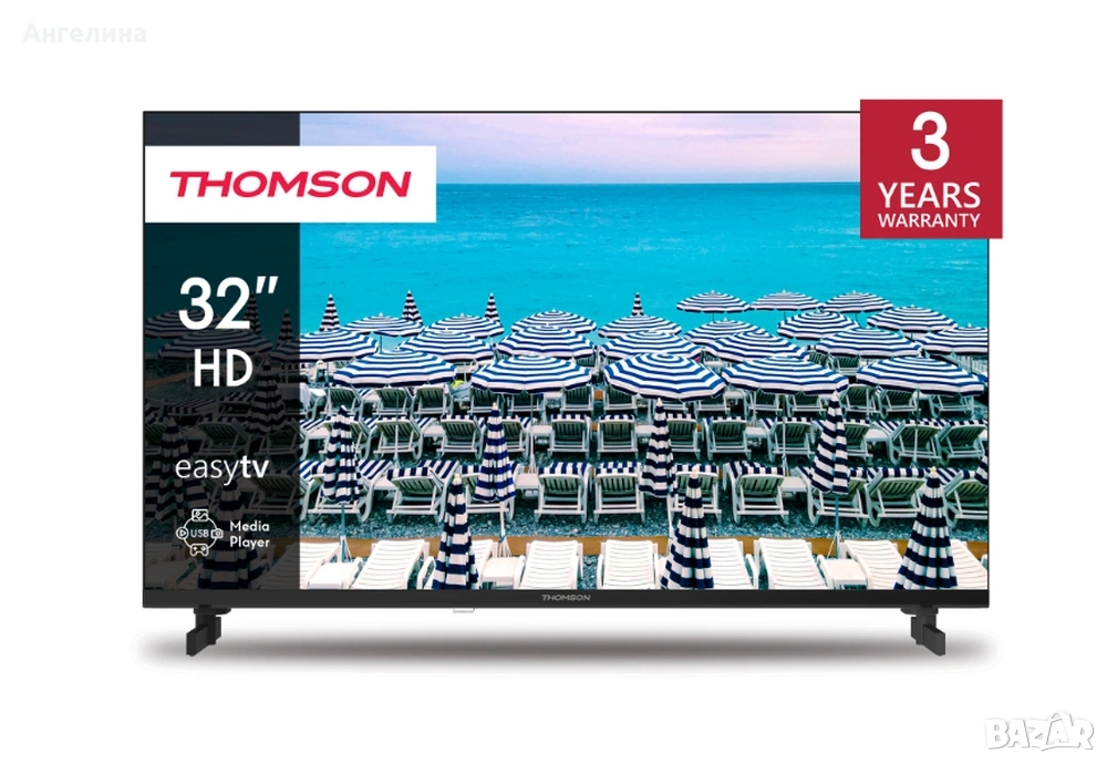  Телевизор, Thomson 32"HD Easy TV; 1366 x 768 (HD), DLED, 60 Hz, DVB-T/T2/C/S/S2,HDMI 3 (1.4), USB 2, снимка 1