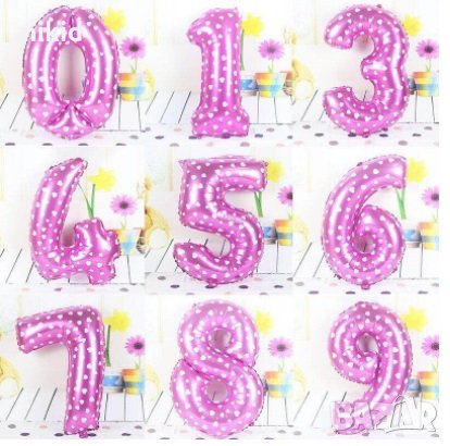44 см 0-9 розов на сърца цифра число години балон Рожден ден фолио фолиев за парти юбилей, снимка 1
