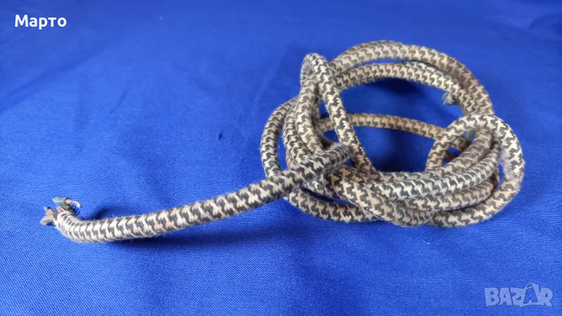 Стар, ретро, кабел, троен, многожилен, текстилна оплетка, снимка 1