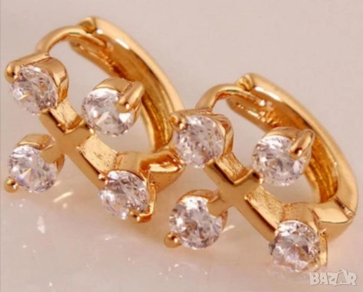 Обеци-амулет кръстче от 9к попълнено злато 15 лв., снимка 1