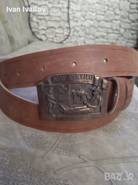 Уникален Ест. кожа мъжки колан NEW MEXICO, снимка 1