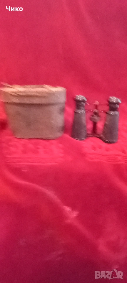 Френски стар бронзов бинокъл със калъф, снимка 1