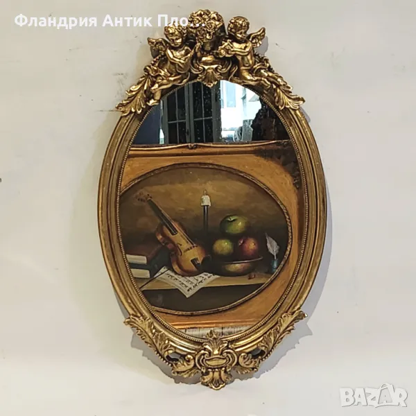 Овално декоративно огледало с ангелчета, снимка 1