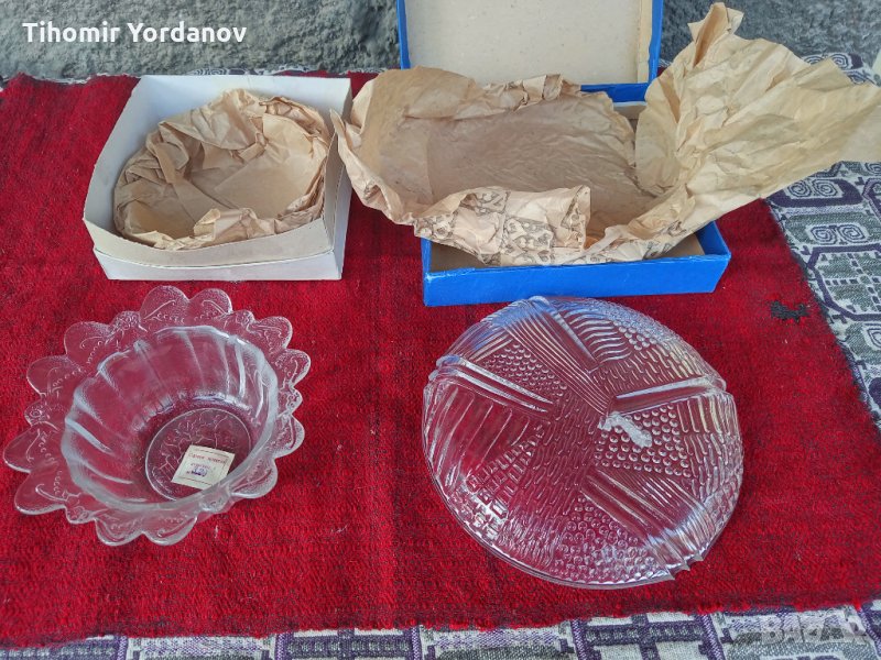 Оловен кристал-купа и чиния от соца НОВИ., снимка 1
