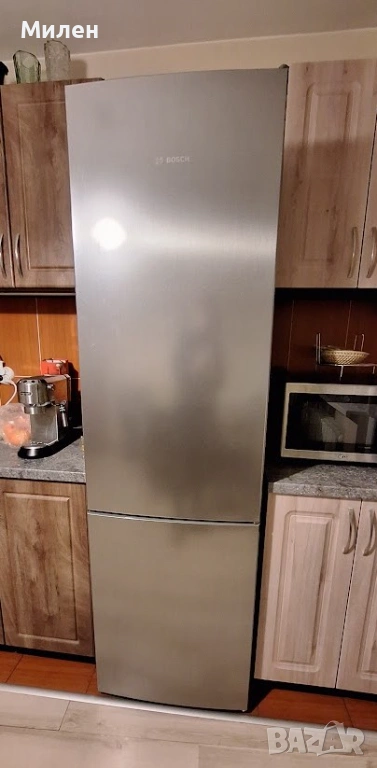 Хладилник с фризер, инокс, BOSCH, снимка 1