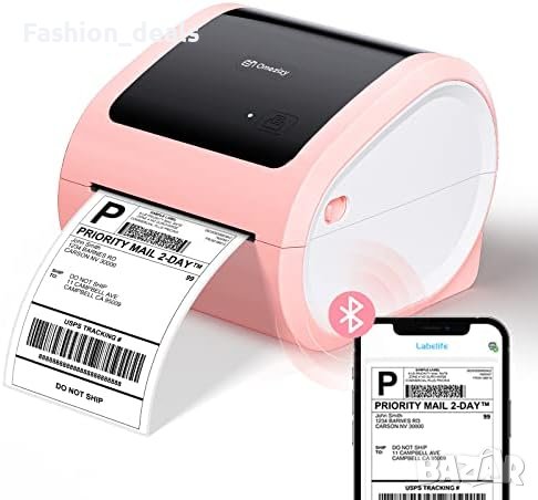 Нов Термален принтер за етикети в розов цвят с Bluetooth, снимка 1
