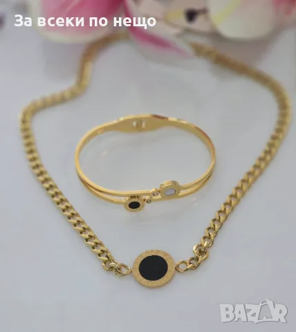 Bvlgari Комплект Твърда Гривна И Колие Медицинска Стомана Код VL-66