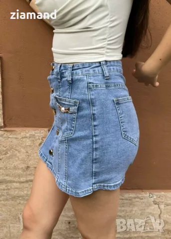 Дънкова пола панталон с копчета, снимка 3 - Дънки - 45454467