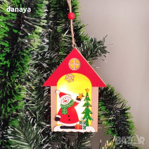 4133 Светеща коледна играчка за елха Къщичка със Снежко