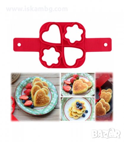 СИЛИКОНОВА ФОРМА ЗА ЯЙЦА И ПАЛАЧИНКИ С 4 ОТВОРА - код 2898, снимка 3 - Форми - 33910353