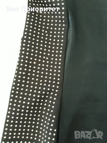 PHILIPP PLEIN-  Черна елегантна рокля със златни капсоловани точки, кожа и метал, дълъг цип на гърба, снимка 11 - Рокли - 37264793