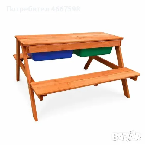 ОТНОВО НАЛИЧНА Детска маса с пейки и пясъчник 2в1 GINGER HOME, снимка 4 - Маси - 55951894