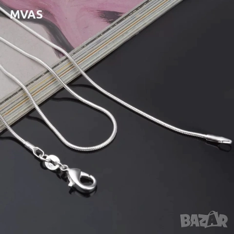 Нова дамска посребрена блестяща верижка змийска плетка Сребърен синджир