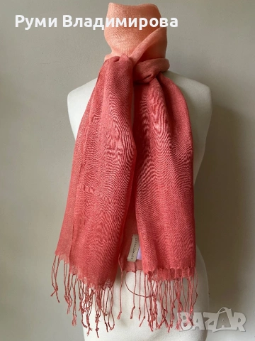 Оранжев шал от кашмир/ различни видове, снимка 8 - Шалове - 47002157