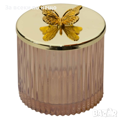 Буркан за свещи с капак-пеперуда, 2 цвята Код P1436, снимка 3 - Декорация за дома - 52185906