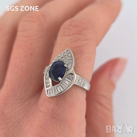 сребърен пръстен с естествен син или жълт сапфир, рубин, снимка 9 - Пръстени - 52278556