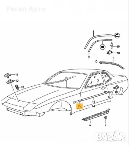 94455913700,94455903700,странична емблема преден калник PORSCHE 944 S,85-91 г., снимка 3 - Части - 26932196