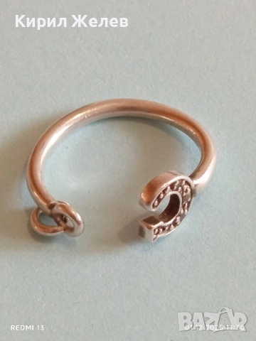 Сребърна обица тип халка с форма на подкова 52358, снимка 2 - Обеци - 52605552