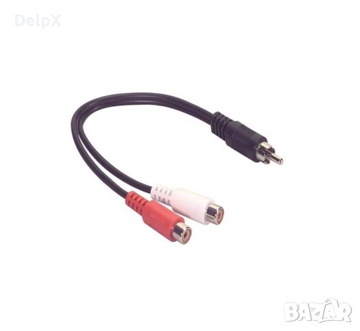 Кабел преходен 2xRCA(ж)/RCA(м) 0,3m, снимка 1 - Други - 42466657