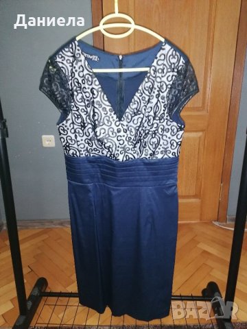 Елегантна тъмно синя рокля, снимка 5 - Рокли - 30578600