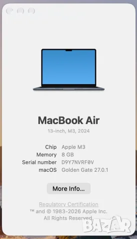 MacBook Air 13-inch, M3, 2024, снимка 3 - Лаптопи за дома - 56449243