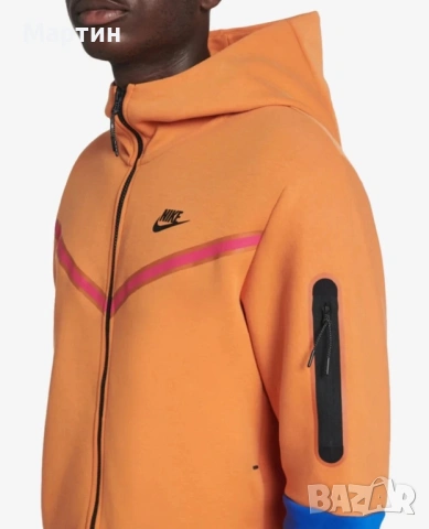 Мъжко горнище Nike Tech Fleece Curry/Pink/Blue - размер M, снимка 2 - Спортни дрехи, екипи - 54076680