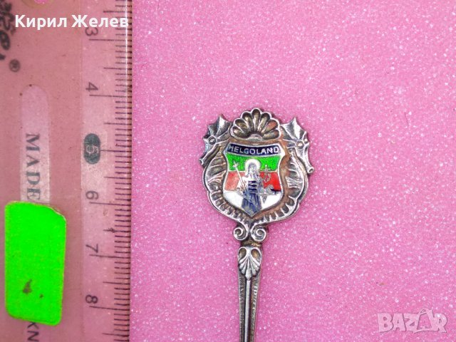 HELGOLAND СТАРА НЕМСКА КОЛЕКЦИОНЕРСКА ЕМАЙЛИРАНА СРЕБЪРНА ЛЪЖИЧКА За КАФЕ СРЕБРО 835 ПРОБА 42988, снимка 2 - Колекции - 44376196