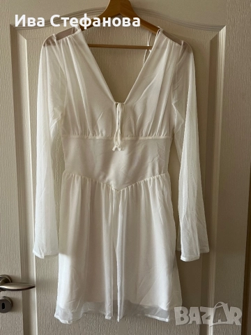  Нова етикет бяла елегантна кукленска официална еластична женствена нежна рокля