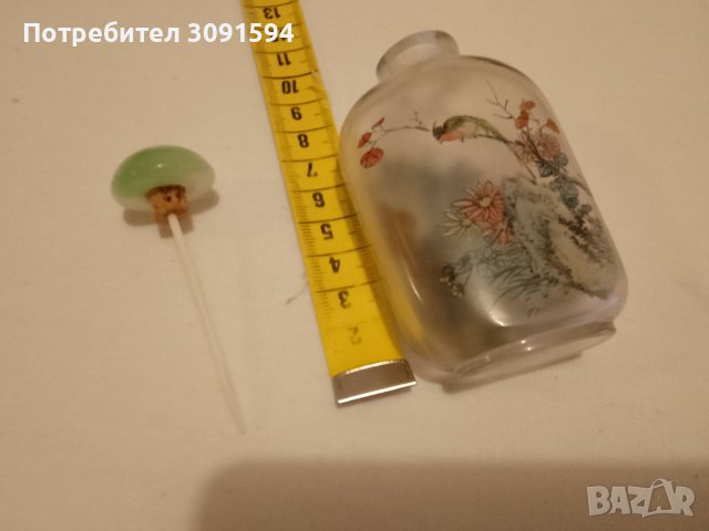    китайска бутилка за емфие е направена от стъкло, вътрешната повърхност е изрисувана с графики на , снимка 9 - Антикварни и старинни предмети - 42794527