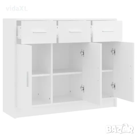 vidaXL Сайдборд, бял, 91x28x75 см, инженерно дърво(SKU:823008), снимка 4 - Други - 48588541