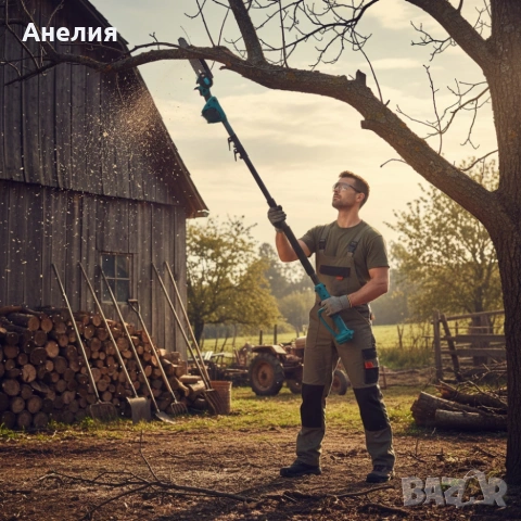 Комплект 3 в 1 от акумулаторна лозарска ножица, акумулаторен мини верижен трион и телескопичен прът, снимка 4 - Други стоки за дома - 53337524