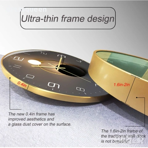 4446 Премиум стенен часовник с безшумен механизъм и фази на луната, снимка 2 - Стенни часовници - 54068904