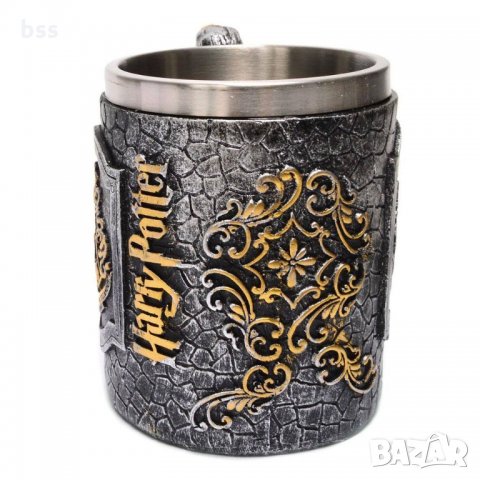 Метална чаша с мотиви от филма "Harry Potter" Стилна чаша от полирезин и метал с релефни декорации -, снимка 2 - Чаши - 29930243