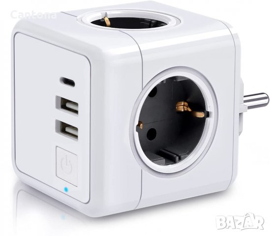 Power Magic Cube USB, 4 гнезда, 2хUSB, 1xType C, 16A, бутон за включване 