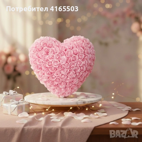 Декоративно сърце от изкуствени рози в подаръчна кутия, снимка 6 - Декорация за дома - 53063876