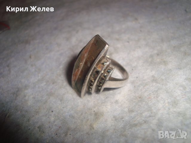 СТАР СРЕБЪРЕН АРТ ПРЪСТЕН СРЕБРО 925 с МАРКАЗИТИ 27560, снимка 8 - Пръстени - 36776617