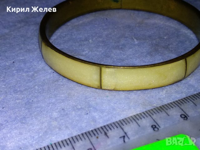 СТАРА БРОНЗОВА ТРАДИЦИОННА РЕТРО ГРИВНА с ШЛИФОВАН ПЕРЛЕН ЯСПИС РЪЧНА БИЖУТЕРСКА РАБОТА 37973, снимка 5 - Антикварни и старинни предмети - 40856347