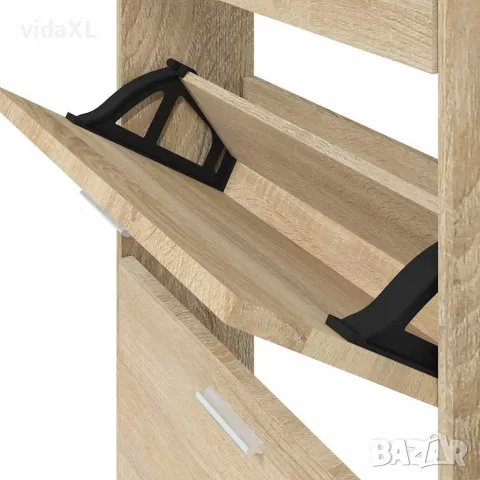 vidaXL Шкаф за обувки, дъб, 59x17x108 см, инженерно дърво, снимка 8 - Шкафове - 56147114