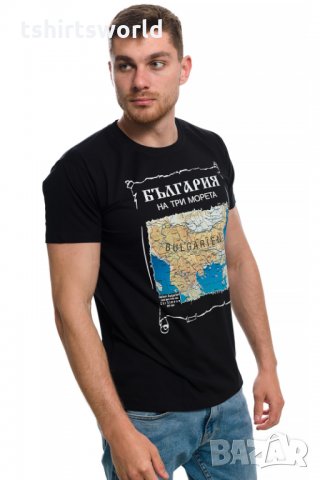 Нова мъжка тениска с трансферен печат България на три морета, карта, снимка 5 - Тениски - 28166870