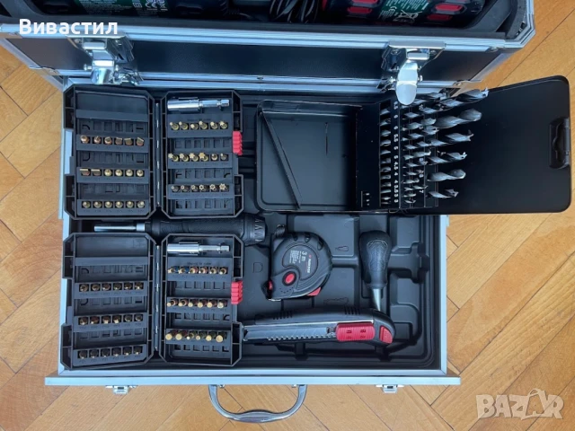 Parkside Performance Черен Винтоверт Парксайд с AL куфар с аксесоари, снимка 5 - Винтоверти - 50773530