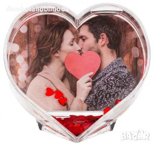 Сърце с рамка за снимка, С конфети и чечност,9,5х4х9,5 см, снимка 2 - Романтични подаръци - 39440725
