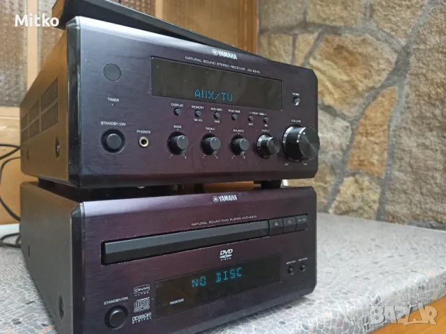 Мини стерео ресивър Yamaha RX-E810 и DVD-E810 дистанционно  			