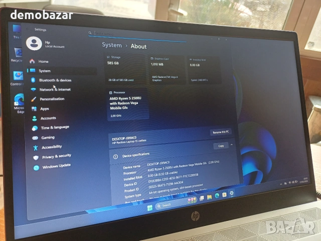 15.6'FullHD HP AMD Ryzen 5/8GB DDR4/SSD+HDD с Бат 3ч - розов капак, снимка 6 - Лаптопи за дома - 53131218