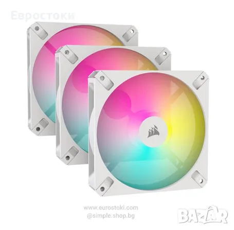 Комплект вентилатори Corsair iCUE AR120 RGB, 120 мм PWM, Triple Pack, цвят: бяло