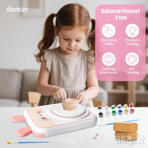 Пълен комплект за грънчарство за начинаещи, Мини грънчарско колело, снимка 5 - Образователни игри - 52293444