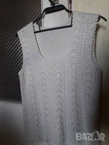 Дамска плетена бяла блузка без ръкав, снимка 3 - Корсети, бюстиета, топове - 30087712