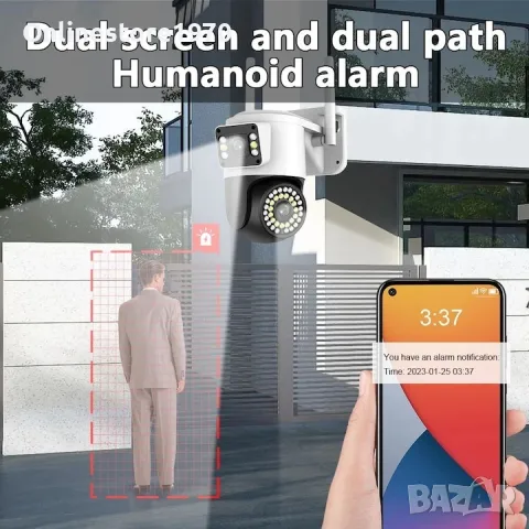 Двойна Wifi камера за наблюдение ,6mp HD ,външна/вътрешна  **Акция**, снимка 2 - IP камери - 47959184